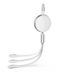 iQuick 3 in 1 Retractable Fast Charge & Data Sync Cable IQTC2301 1.2m-White