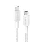 Anker 322 USB-C to USB-C Cable-White (6ft Braided) (A81F6H21) for iPhone 15 16 Series