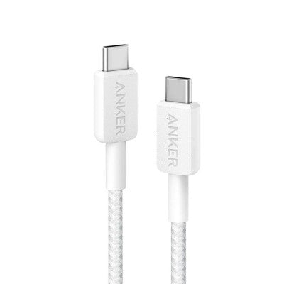 Anker 322 USB-C to USB-C Cable-White (6ft Braided) (A81F6H21) for iPhone 15 16 Series