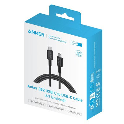 Anker 322 USB-C to USB-C Cable (3ft Braided)-Black