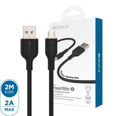 iQuick PowerWire 1 Series TPE Charging Data Cable USB to Micro USB 2m