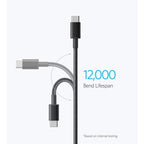 Anker USB-C to USB-C Cable-Black (3.3ft, Braided, 60W, 2Pack) (B8752011) for iPhone 15 16 Series