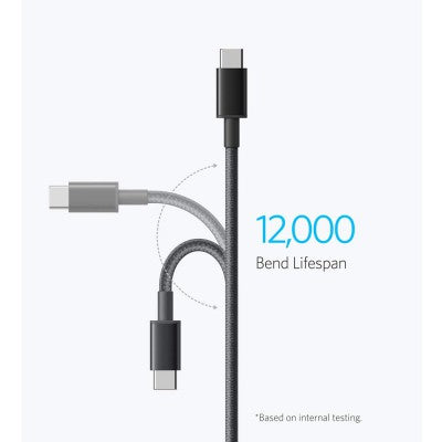 Anker USB-C to USB-C Cable-Black (3.3ft, Braided, 60W, 2Pack) (B8752011) for iPhone 15 16 Series