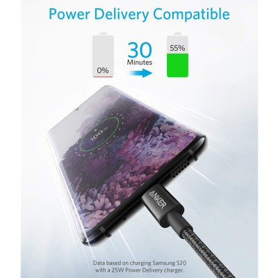 Anker USB-C to USB-C Cable-Black (3.3ft, Braided, 60W, 2Pack) (B8752011) for iPhone 15 16 Series