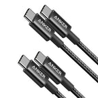 Anker USB-C to USB-C Cable-Black (3.3ft, Braided, 60W, 2Pack) (B8752011) for iPhone 15 16 Series
