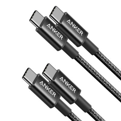 Anker USB-C to USB-C Cable-Black (3.3ft, Braided, 60W, 2Pack) (B8752011) for iPhone 15 16 Series