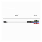 Baseus 4 in 1 Nylon Braided Cable (2 x Lightning / Type-C / Micro USB) 3.5A 1.2m (CA1T4-A01)-Black