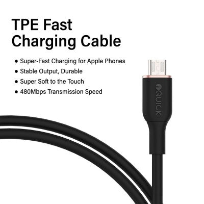 iQuick PowerWire 1 Series TPE Charging Data Cable USB to Micro USB 2m