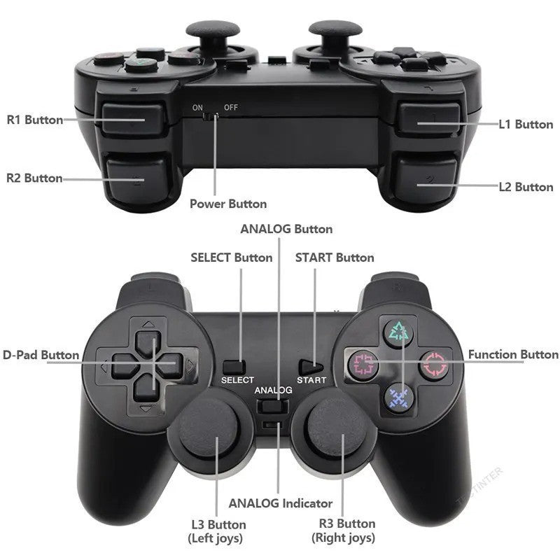 2.4GHz Wireless Dual Vibration Controller Gamepad Transparent For Sony PS2