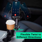 2in1 Universal Car Cup Holder Stand Cradle Adjustable 360° Cell Phone GPS Mount