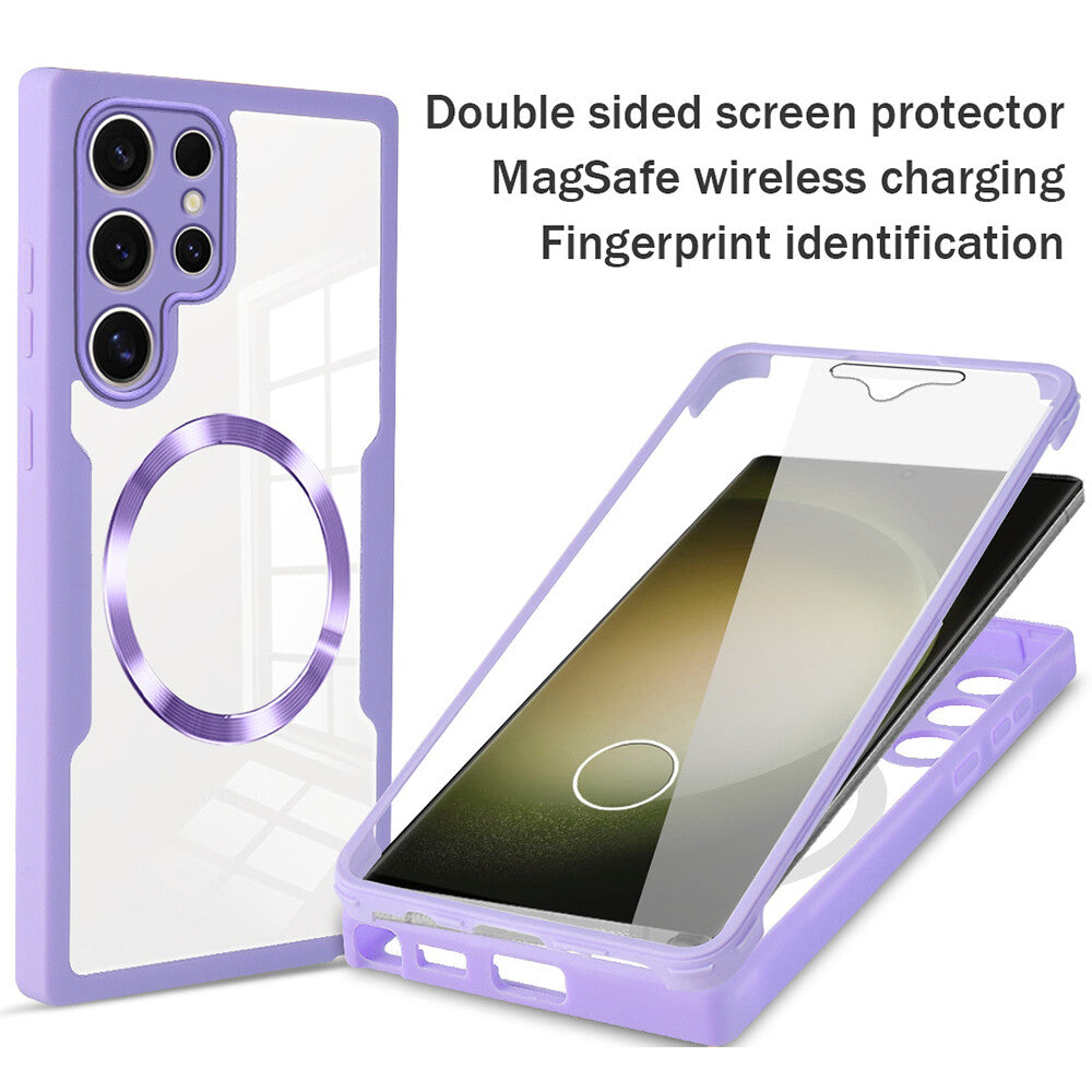 2in1 Full Coverage Clear Case Screen Protector For Samsung S22 S23 S24 MagSafe