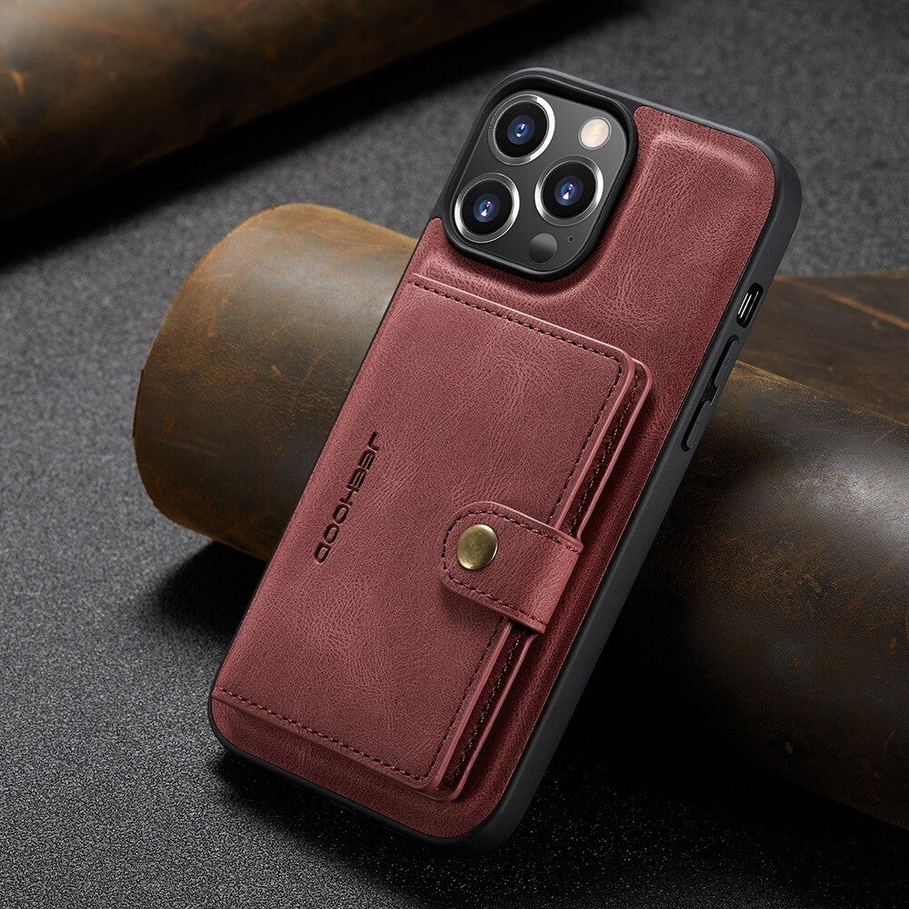 2-in-1 Detachable Magnetic Card Holder Leather Wallet Back Case Cover For iPhone