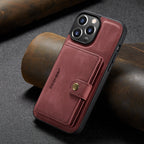 2-in-1 Detachable Magnetic Card Holder Leather Wallet Back Case Cover For iPhone