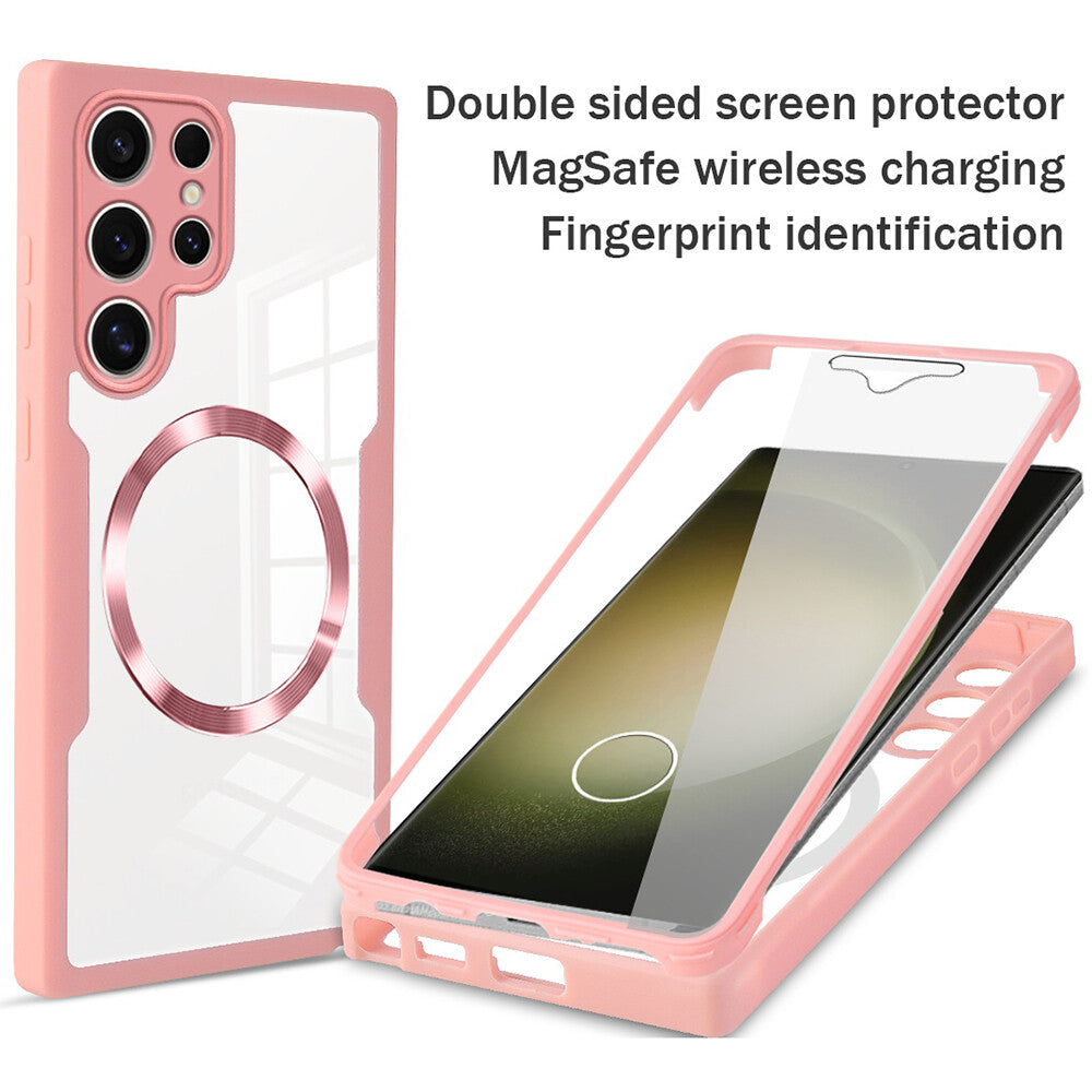 2in1 Full Coverage Clear Case Screen Protector For Samsung S22 S23 S24 MagSafe