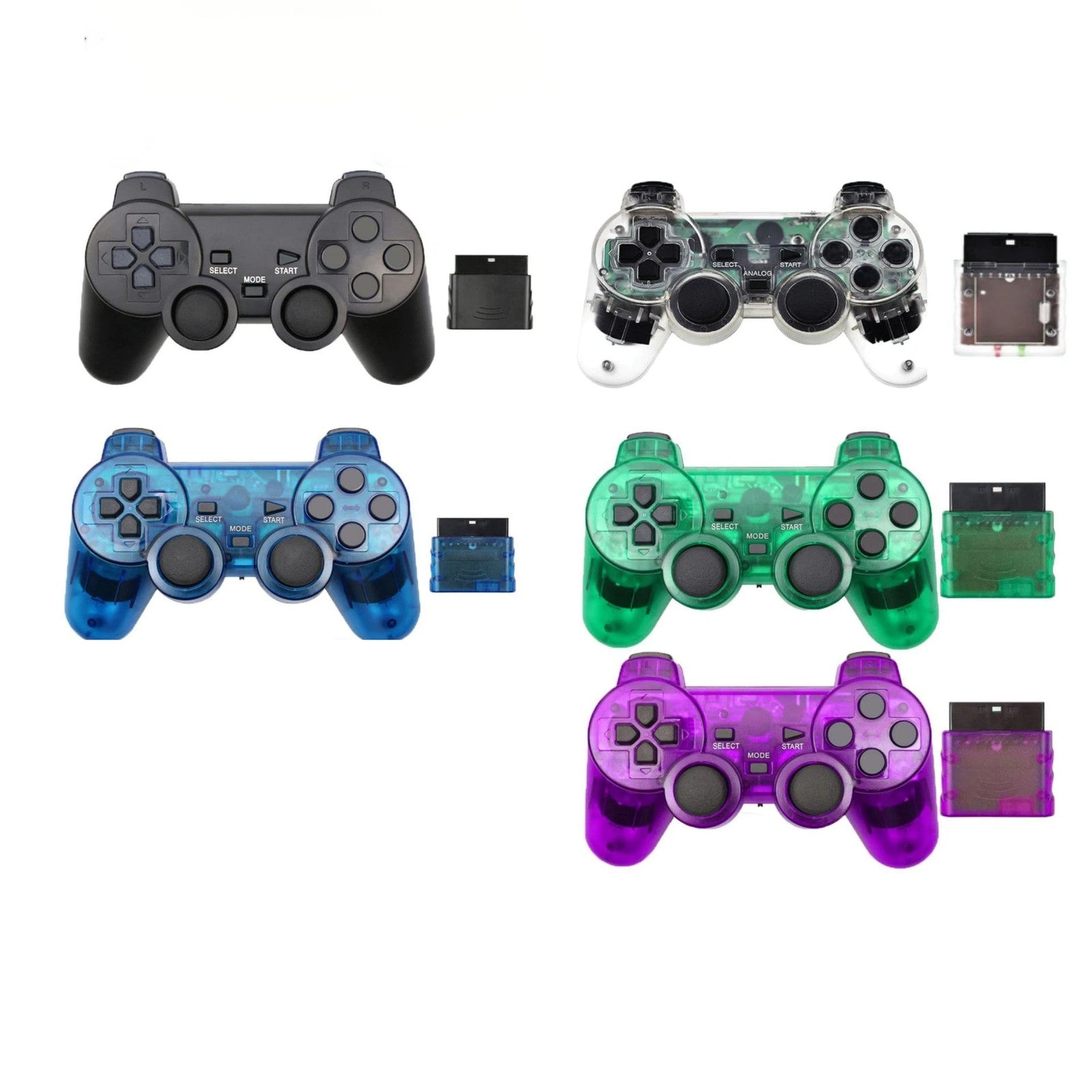 2.4GHz Wireless Dual Vibration Controller Gamepad Transparent For Sony PS2