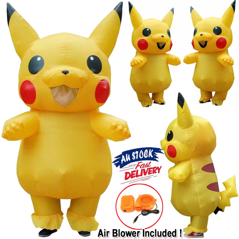 Adults Kids Inflatable Pikachu Costume Pokemon Cosplay Halloween Cosplay Outfit