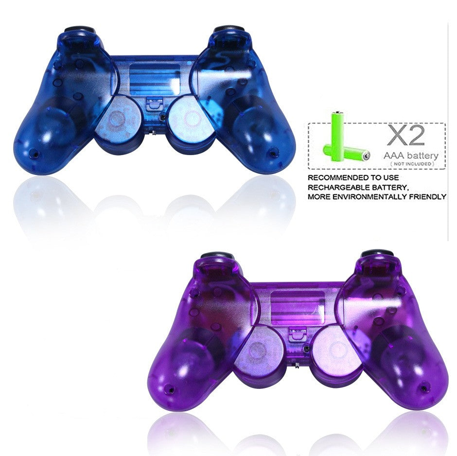 2.4GHz Wireless Dual Vibration Controller Gamepad Transparent For Sony PS2