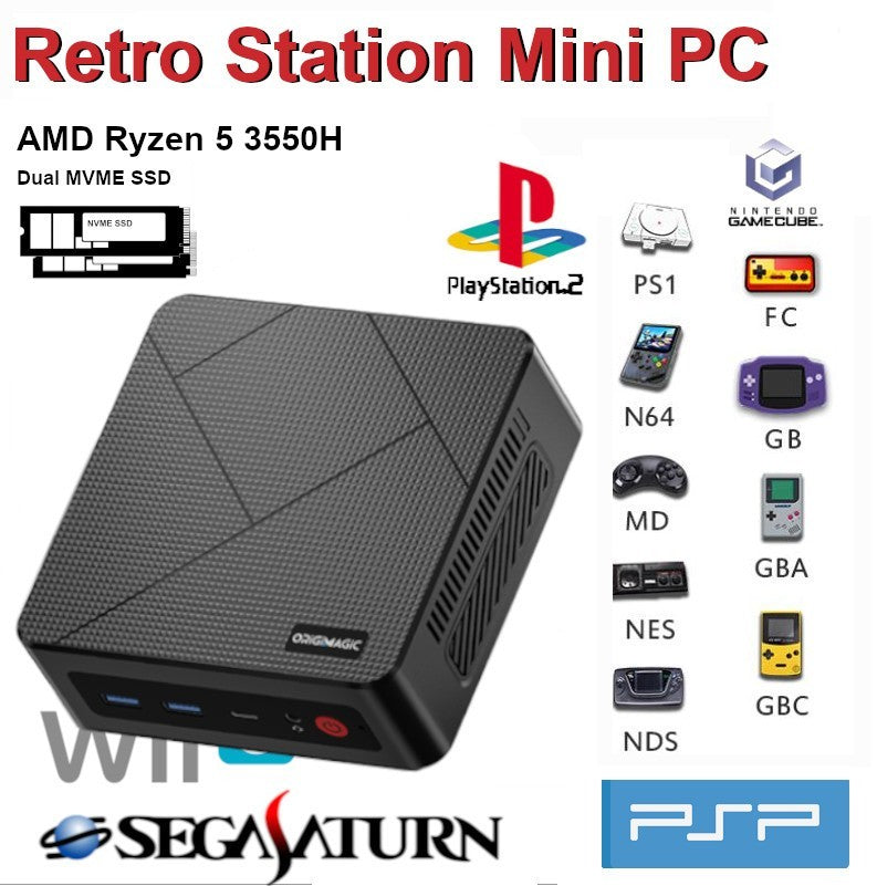 AMD Ryzen 5 Retro Station Mini PC 256GB + 2TB MVMe Retro gaming + Windows 11