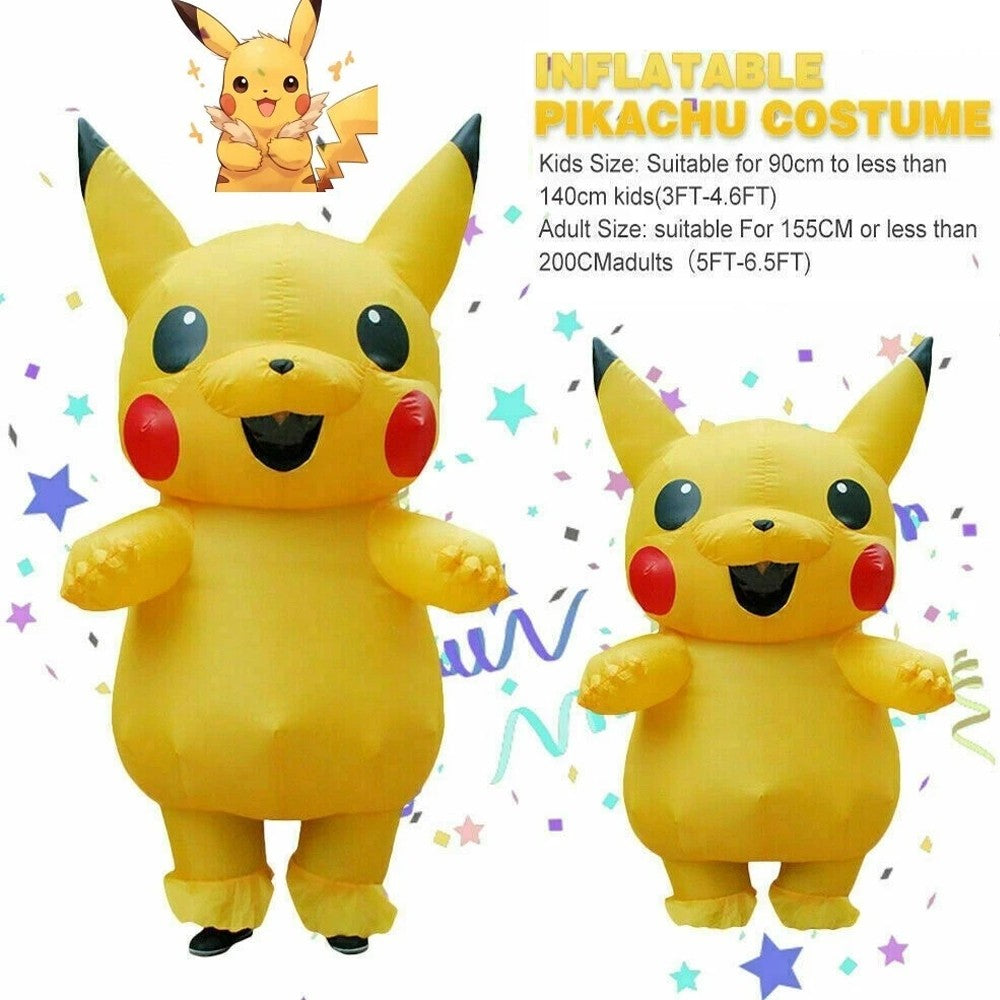 Adults Kids Inflatable Pikachu Costume Pokemon Cosplay Halloween Cosplay Outfit