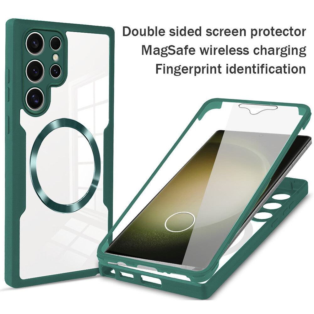 2in1 Full Coverage Clear Case Screen Protector For Samsung S22 S23 S24 MagSafe