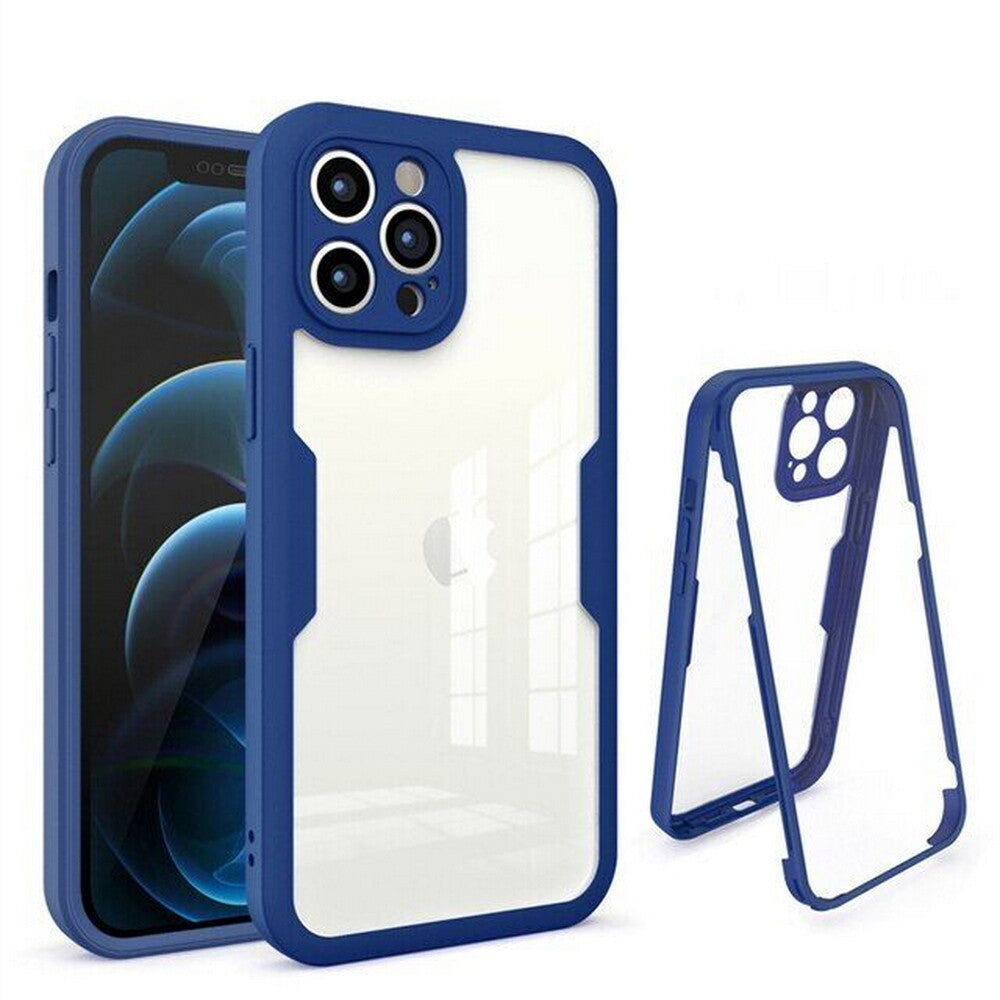360° Full Body 2 in 1 Clear Case + Screen Protector Soft Bumper Cover For iPhone
