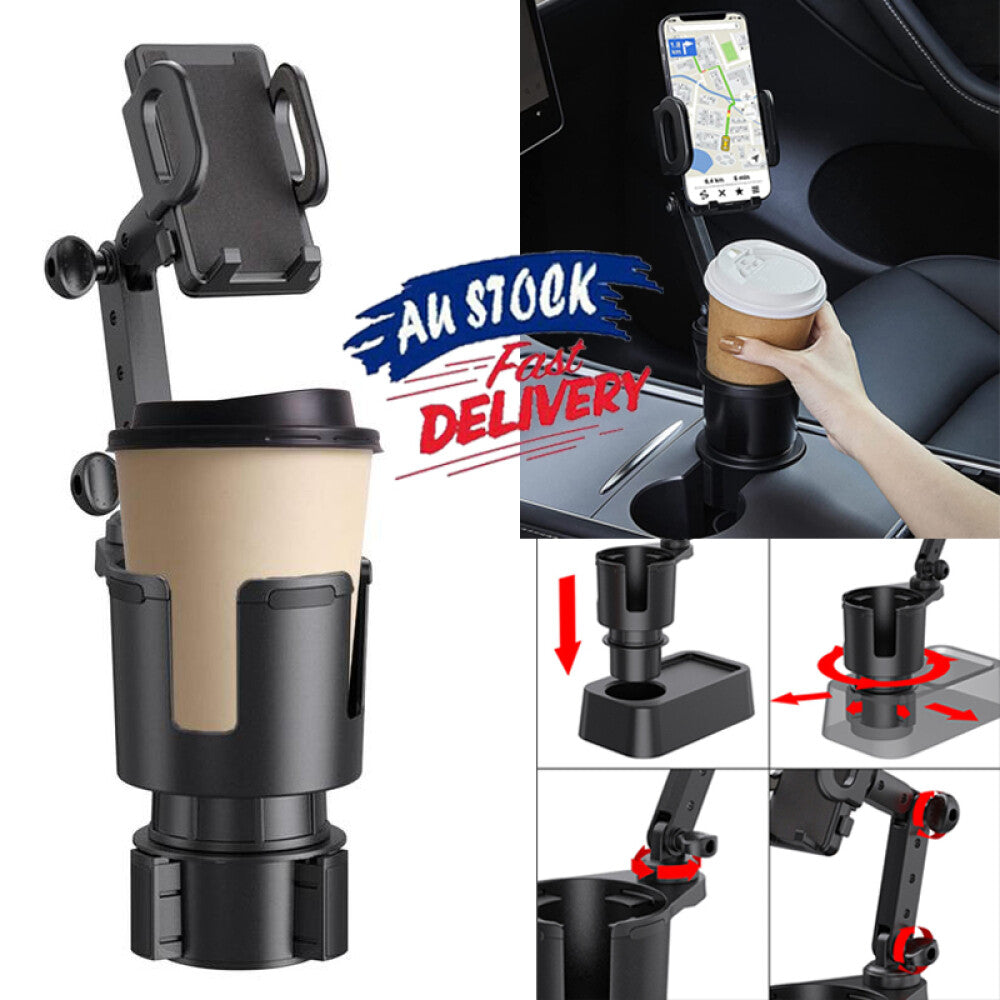 2in1 Universal Car Cup Holder Stand Cradle Adjustable 360° Cell Phone GPS Mount
