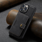 2-in-1 Detachable Magnetic Card Holder Leather Wallet Back Case Cover For iPhone