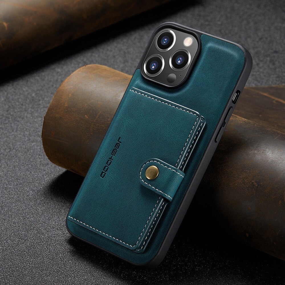 2-in-1 Detachable Magnetic Card Holder Leather Wallet Back Case Cover For iPhone