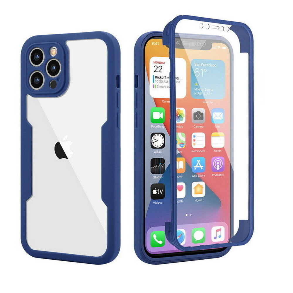 360° Full Body 2 in 1 Clear Case + Screen Protector Soft Bumper Cover For iPhone