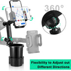 2in1 Universal Car Cup Holder Stand Cradle Adjustable 360° Cell Phone GPS Mount