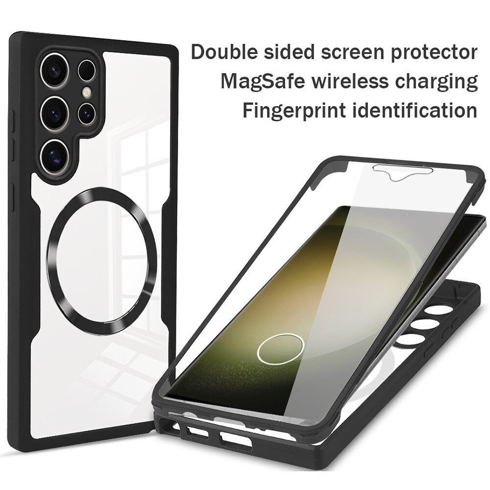 2in1 Full Coverage Clear Case Screen Protector For Samsung S22 S23 S24 MagSafe