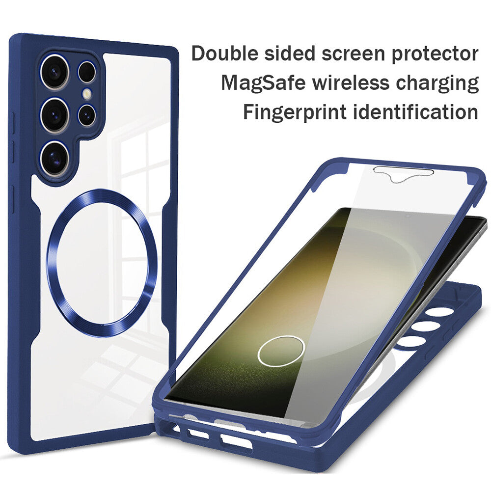 2in1 Full Coverage Clear Case Screen Protector For Samsung S22 S23 S24 MagSafe