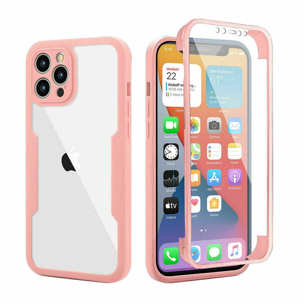 360° Full Body 2 in 1 Clear Case + Screen Protector Soft Bumper Cover For iPhone
