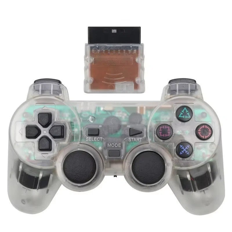 2.4GHz Wireless Dual Vibration Controller Gamepad Transparent For Sony PS2
