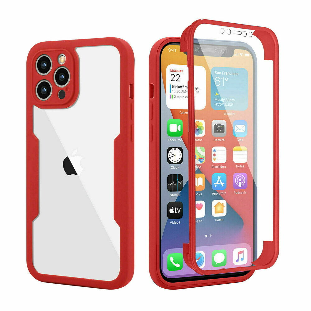 360° Full Body 2 in 1 Clear Case + Screen Protector Soft Bumper Cover For iPhone