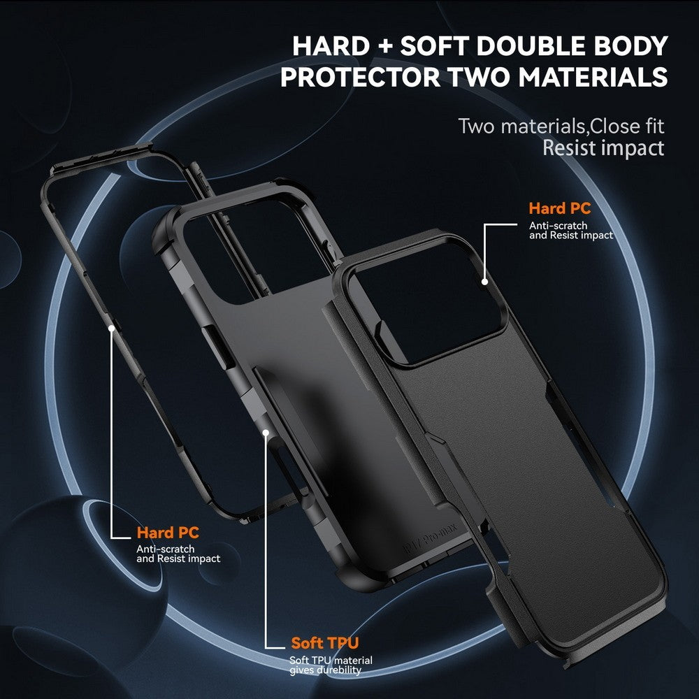 3-in-1 Hybrid Shockproof Protective Case For iPhone 17 16 Pro Max 15 14 13 12 11