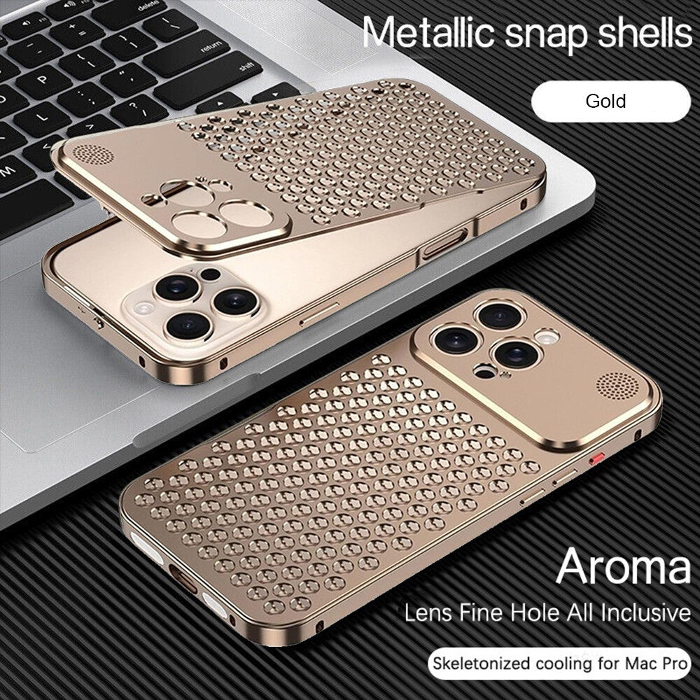 Alloy Metal Case For iPhone 12 13 14 15 16 Heat Dissipation Aromatherapy