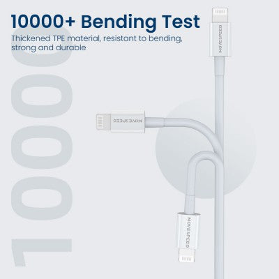 MOVE SPEED 3A USB-A to Lightning Charging Cable 1.2m (YSUCM02-AL12)-White